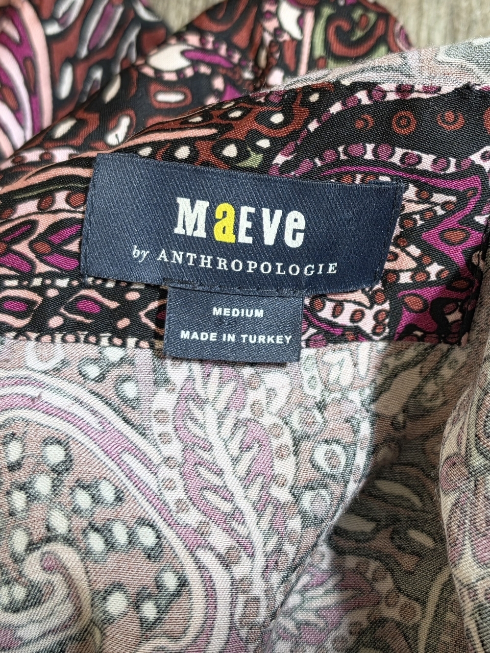 Maeve Anthropologie Lisabetta Tiered Maxi Dress Women's M Purple Paisley Satiny - Picture 7 of 15